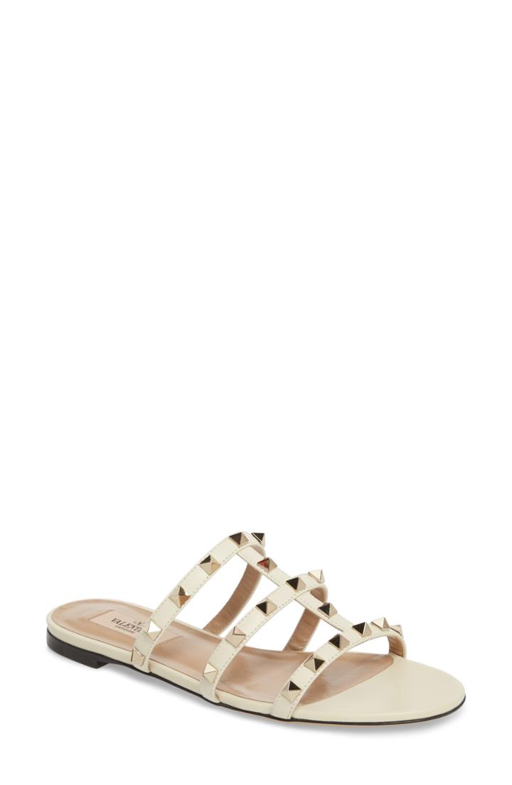 Women's Valentino Garavani Rockstud Slide Sandal .5us / 40.5eu - Ivory