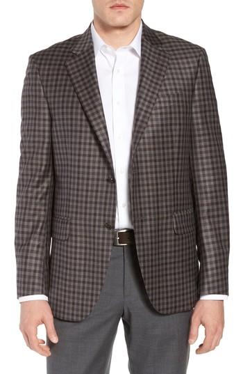 Men's Peter Millar Classic Fit Check Wool Sport Coat L - Brown