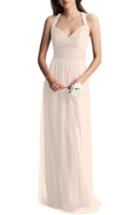 Women's #levkoff Crisscross Strap English Net A-line Gown (similar To 16w) - Pink