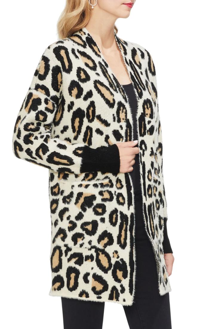 Women's Vince Camuto Cheetah Print Long Cardigan - Beige