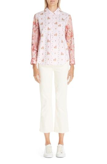 Women's Tricot Comme Des Garcons Floral Print Cotton Shirt - Pink