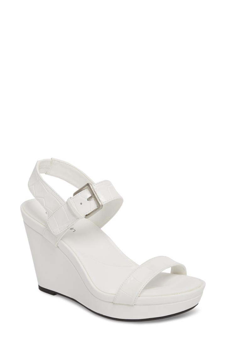 Women's Calvin Klein Jacie Wedge Sandal M - White