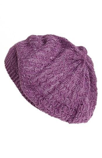 Ruby & Bloom Cable Knit Beanie (girls) Purple- Dewberry