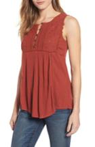 Women's Lucky Brand Embroidered Bib Tank - Red