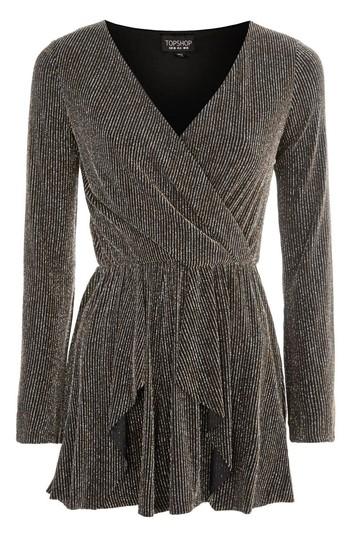 Women's Topshop Glitter Hanky Hem Romper Us (fits Like 0-2) - Black