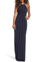 Women's Amsale Jones Ruched Halter Gown - Blue