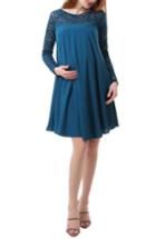 Women's Kimi And Kai Elle Lace Trim Maternity Dress - Blue