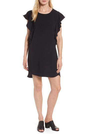 Petite Women's Bobeau Flutter Sleeve Shift Dress P - Black