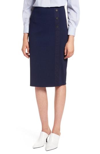 Women's Halogen Textured Ponte Pencil Skirt - Blue