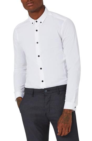 Men's Topman Muscle Fit Smart Shirt - White
