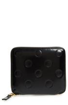 Men's Comme Des Garcons Line Dots Embossed Leather Zip Wallet - Black