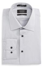 Men's Nordstrom Men's Shop Trim Fit Non-iron Herringbone Dress Shirt 32/33 - Grey
