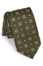 Men's David Donahue Geometric Silk Tie, Size - Green
