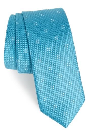 Men's Calibrate Classic Neat Silk Tie, Size - Blue