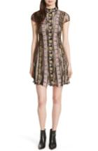 Women's Alice + Olivia Gwyneth Embroidered Floral Dress - Black