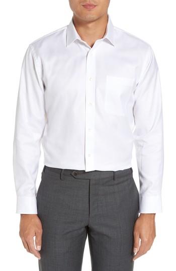 Men's Nordstrom Men's Shop Trim Fit Textured Dress Shirt - 34/35 - White