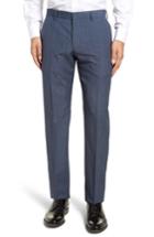 Men's Boss Genesis Flat Front Trim Fit Wool Trousers R - Blue