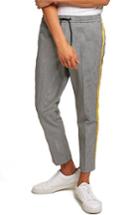 Men's Topman Side Tape Check Woven Jogger Pants X 34 - Grey