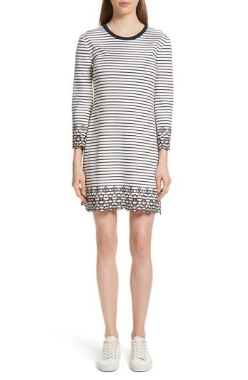 Women's Derek Lam 10 Crosby Embroidered Stripe Knit Dress - White