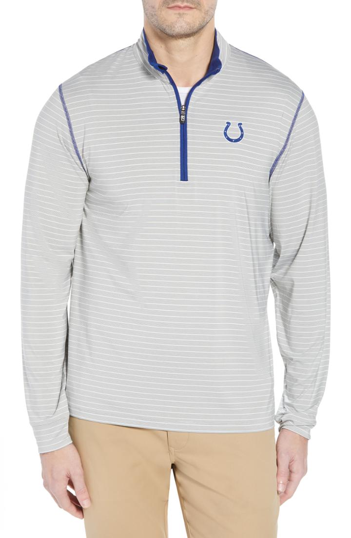 Men's Cutter & Buck Meridian - Indianapolis Colts Regular Fit Half Zip Pullover, Size - Blue