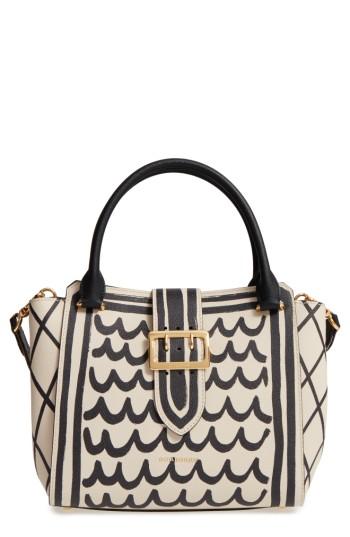 Burberry Medium Buckle Graphic Leather Tote - Grey