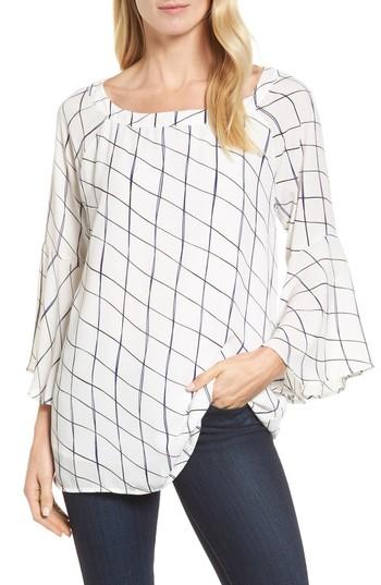Women's Halogen Bell Sleeve Print Blouse, Size - Ivory
