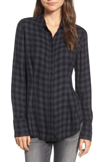 Women's Treasure & Bond Plaid Corset Shirt - Blue