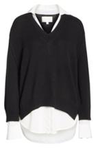 Women's Brochu Walker V-neck Layered Pullover - Black