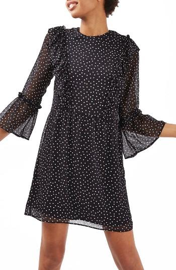 Women's Topshop Spot Ruffle Flute Dress