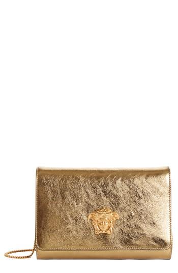 Women's Versace Palazzo Metallic Leather Clutch - Yellow