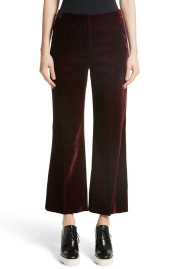Women's Stella Mccartney Bonded Velvet Crop Pants Us / 46 It - Burgundy