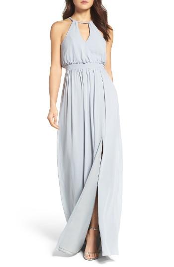 Women's Watters Fleurette A-line Chiffon Gown - Blue