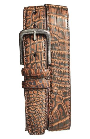 Men's Torino Belts 'zimbabwe' Genuine Crocodile Belt - Antique Brown