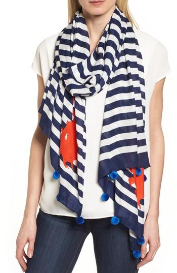 Women's Kate Spade New York Hanging Crab Stripe Scarf, Size - Blue