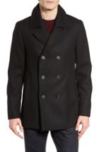 Men's Ted Baker London Zachary Trim Fit Double Breasted Peacoat (m) - Black