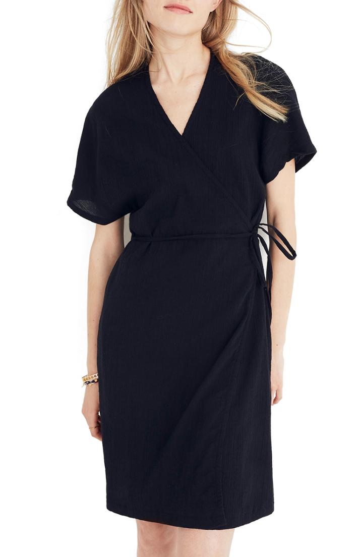 Women's Madewell Gauze Wrap Dress - Black