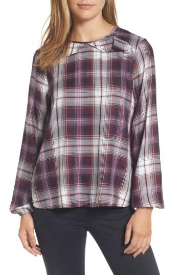 Women's Bobeau Plaid Ruffle Top - Purple