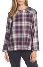 Women's Bobeau Plaid Ruffle Top - Purple