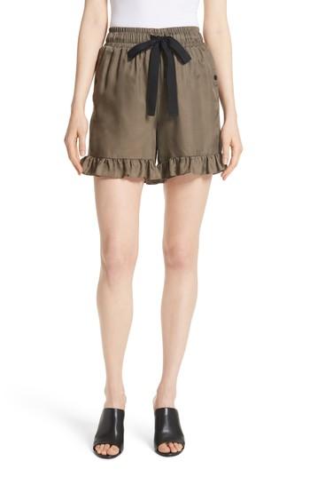 Women's Cinq A Sept Tova Ruffle Hem Shorts - Green