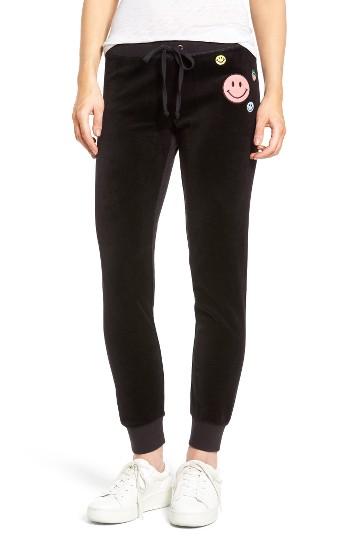 Women's Juicy Couture Call Me Juicy Zuma Velour Track Pants - Black