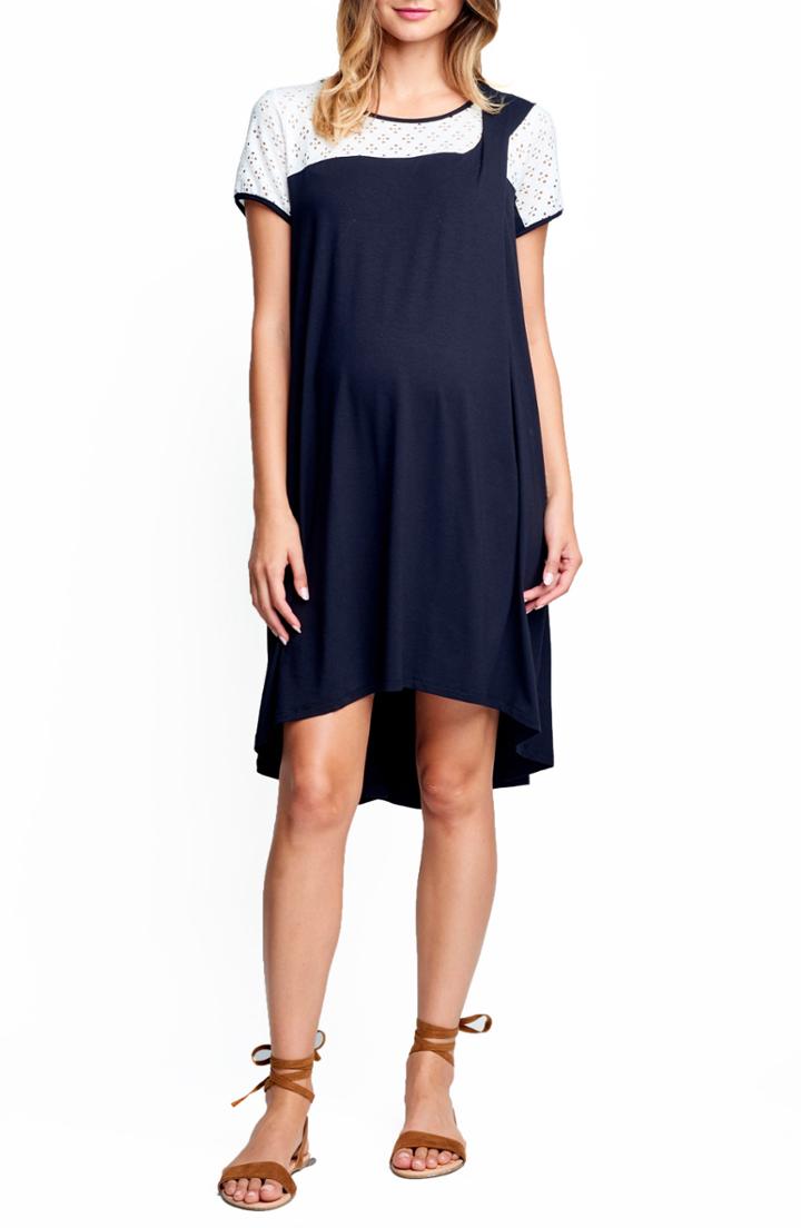 Women's Maternal America Drape High/low Maternity Dress