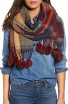 Women's Shiraleah Katarina Scarf With Genuine Rabbit Fur Trim, Size - Burgundy