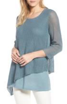 Women's Eileen Fisher Organic Linen Tunic Sweater, Size - Blue