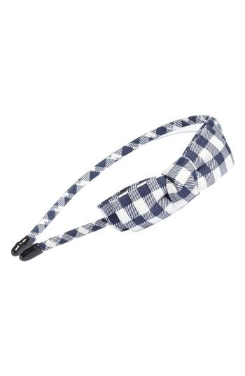 Cara Gingham Bow Headband, Size - Blue