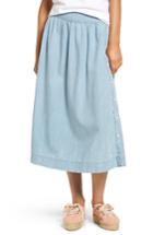 Women's Madewell Indigo Side Button Midi Skirt