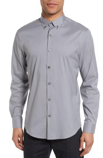 Men's Calibrate Trim Fit Stretch Woven Sport Shirt - Grey
