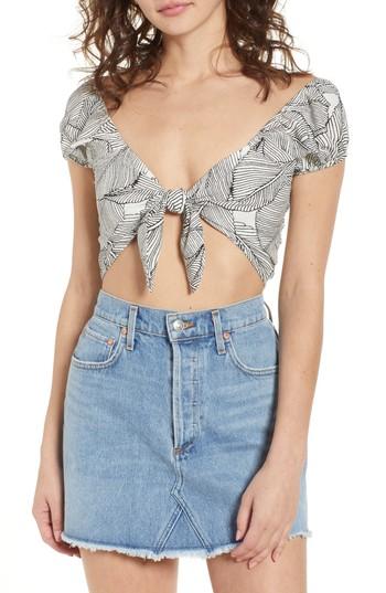 Women's 4si3nna Tie Front Off Shoulder Top - Beige