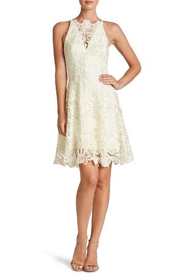 Women's Dress The Population 'hayden' Crochet Lace Fit & Flare Dress - Ivory
