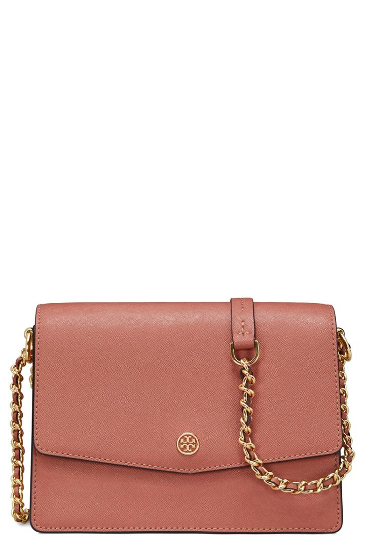 Tory Burch Robinson Convertible Leather Shoulder Bag - Brown