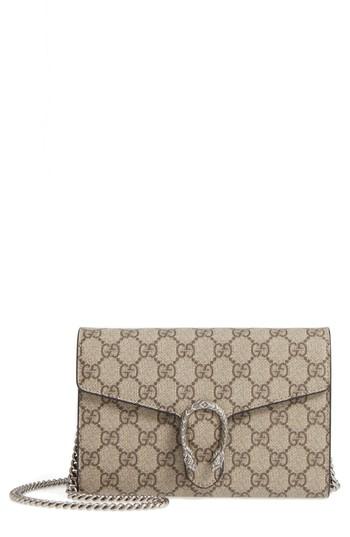 Women's Gucci Dionysus Gg Supreme Canvas Wallet On A Chain -